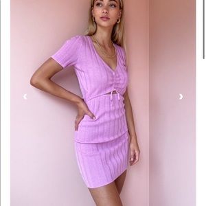 NWOT Hansen & Gretel Gianni Cutout Ribbed Dress Pink Purple Mini Dress